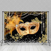 Aperturee - Gold Mask Diamond Pearl Masquerade Party Backdrop